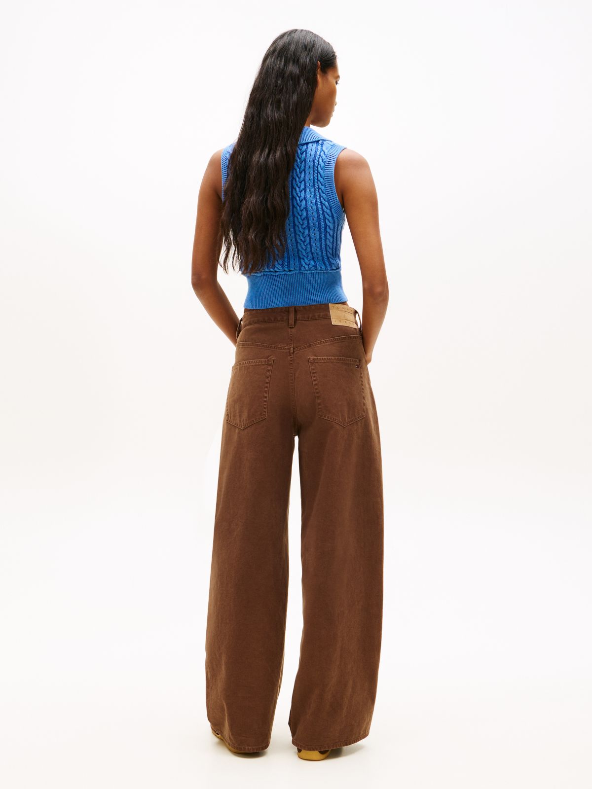 Charlie Mid Rise Loose Washed Canvas Jeans — Brown