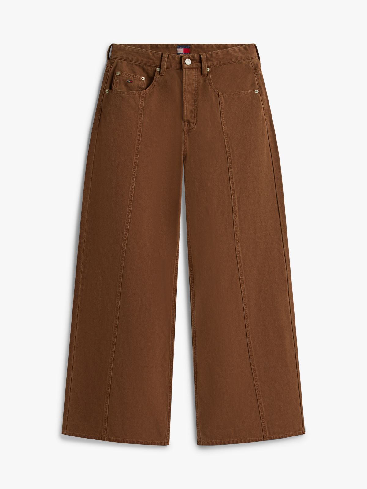Charlie Mid Rise Loose Washed Canvas Jeans — Brown