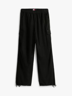 Linen Blend Wide Leg Cargo Trousers — Black 5