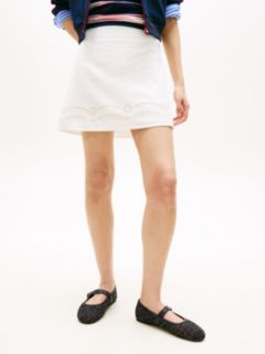 Broderie Anglaise Mini Skirt With Linen — White 2