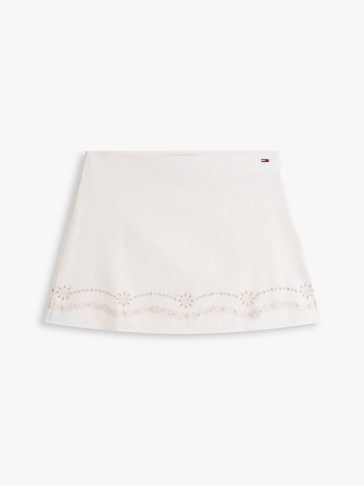 Broderie Anglaise Mini Skirt With Linen — White