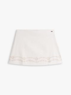 Broderie Anglaise Mini Skirt With Linen — White 5
