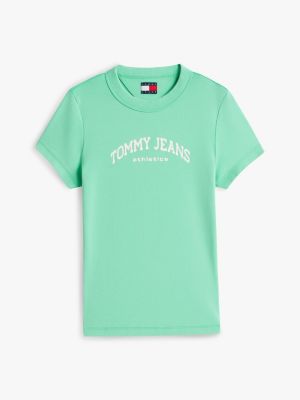green logo slim crew neck t-shirt for women tommy jeans
