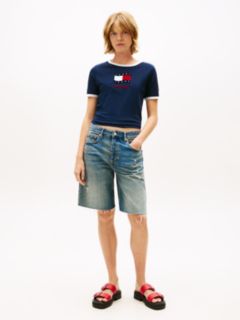 Wavy Flag Contrast Ringer T-Shirt — Blue 3
