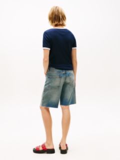 Wavy Flag Contrast Ringer T-Shirt — Blue 4