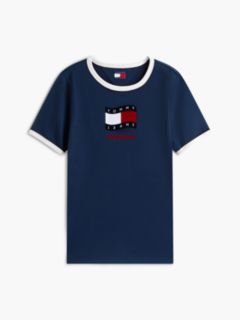 Wavy Flag Contrast Ringer T-Shirt — Blue 5