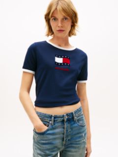 Wavy Flag Contrast Ringer T-Shirt — Blue 1