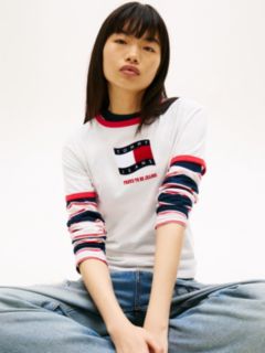 Wavy Flag Contrast Ringer T-Shirt — White 2