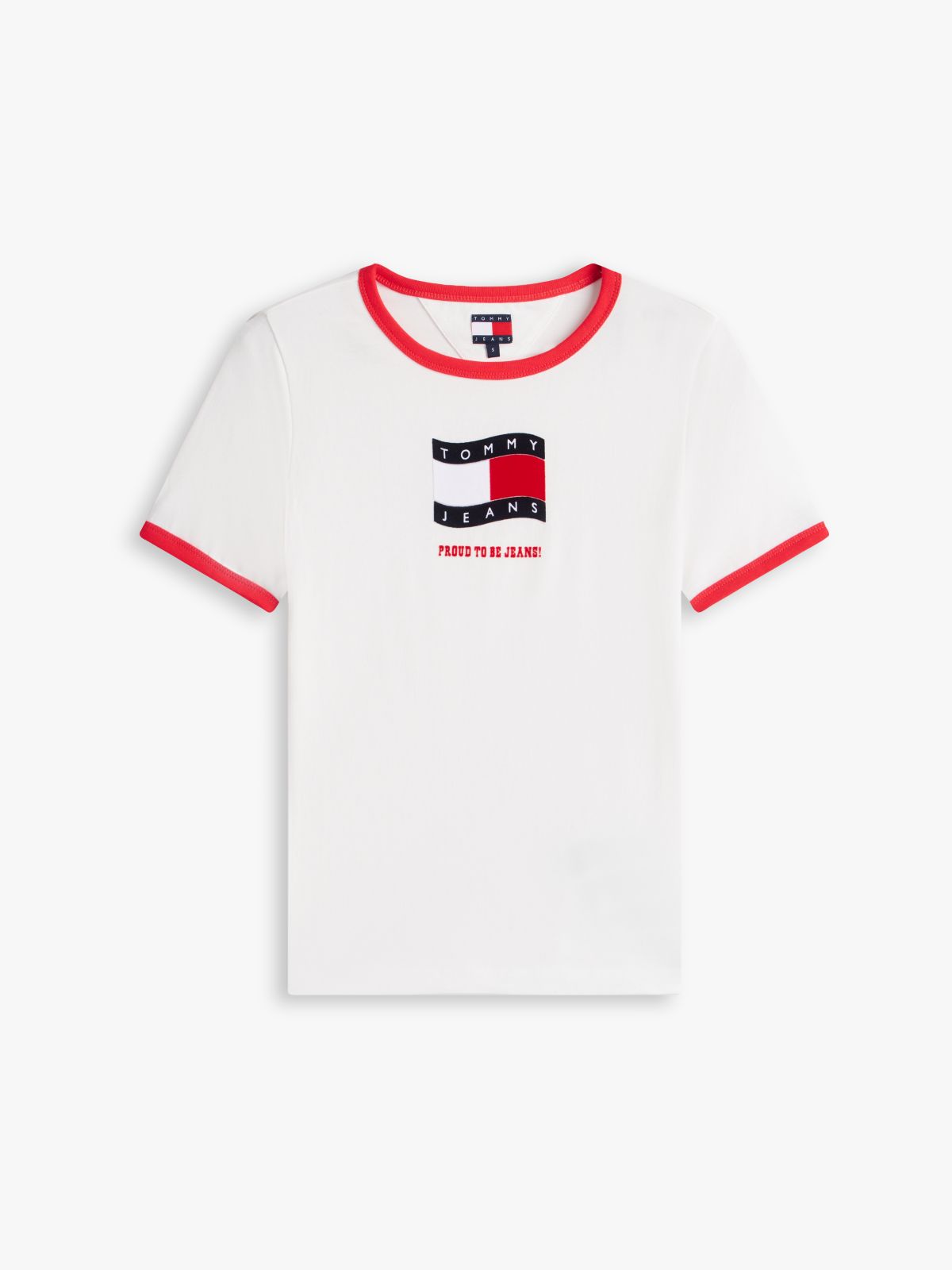 Wavy Flag Contrast Ringer T-Shirt — White