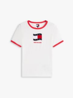 Wavy Flag Contrast Ringer T-Shirt — White 5