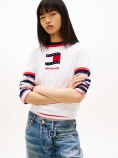 Wavy Flag Contrast Ringer T-Shirt — White 1