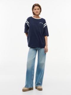 Logo Oversized Crew Neck T-Shirt — Blue 3
