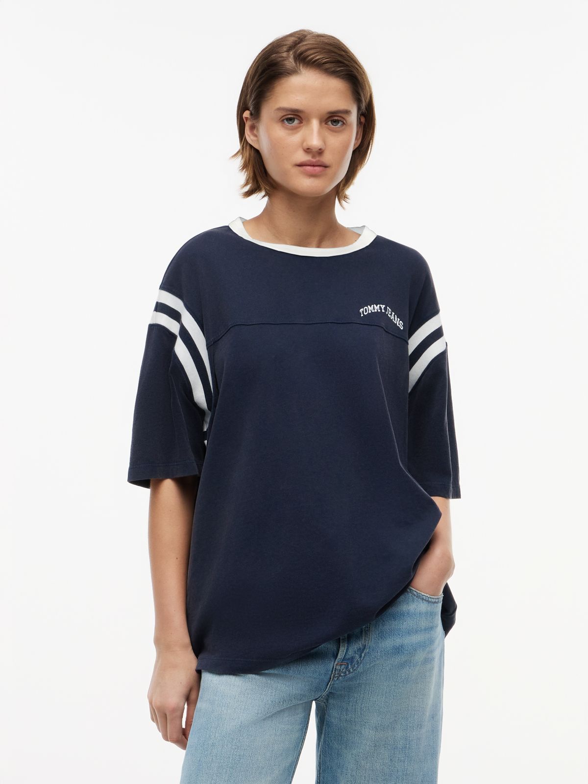Logo Oversized Crew Neck T-Shirt — Blue