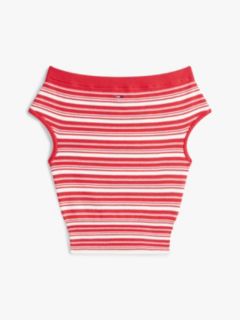 Stripe Off-The-Shoulder Slim Jumper — Red 5