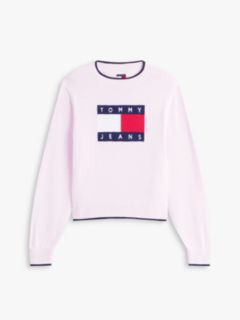 Intarsia Flag Badge Tipped Relaxed Jumper — Pink 5