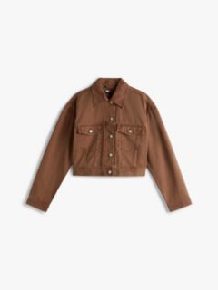 Washed Canvas Oversized Trucker Jacket — Brown 5