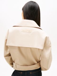Water Repellent Relaxed Short Trench Coat — Beige 4