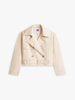 Water Repellent Relaxed Short Trench Coat — Beige 6