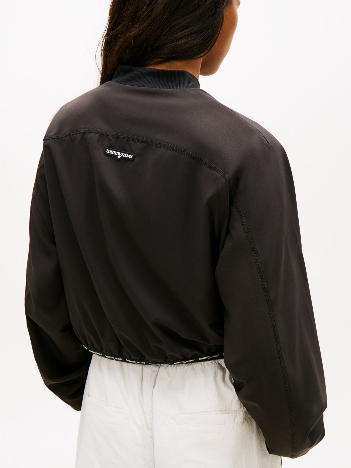 Logo Tape Water Repellent Bomber Jacket — Black