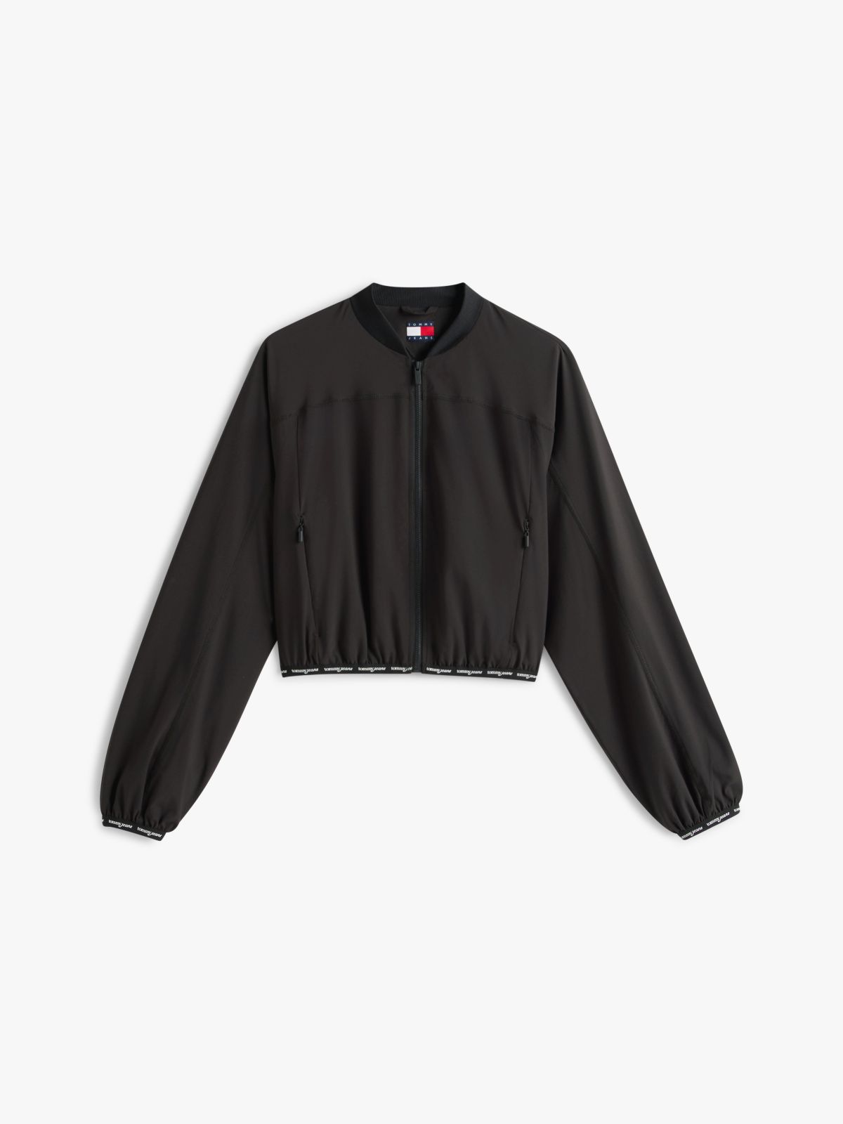Logo Tape Water Repellent Bomber Jacket — Black