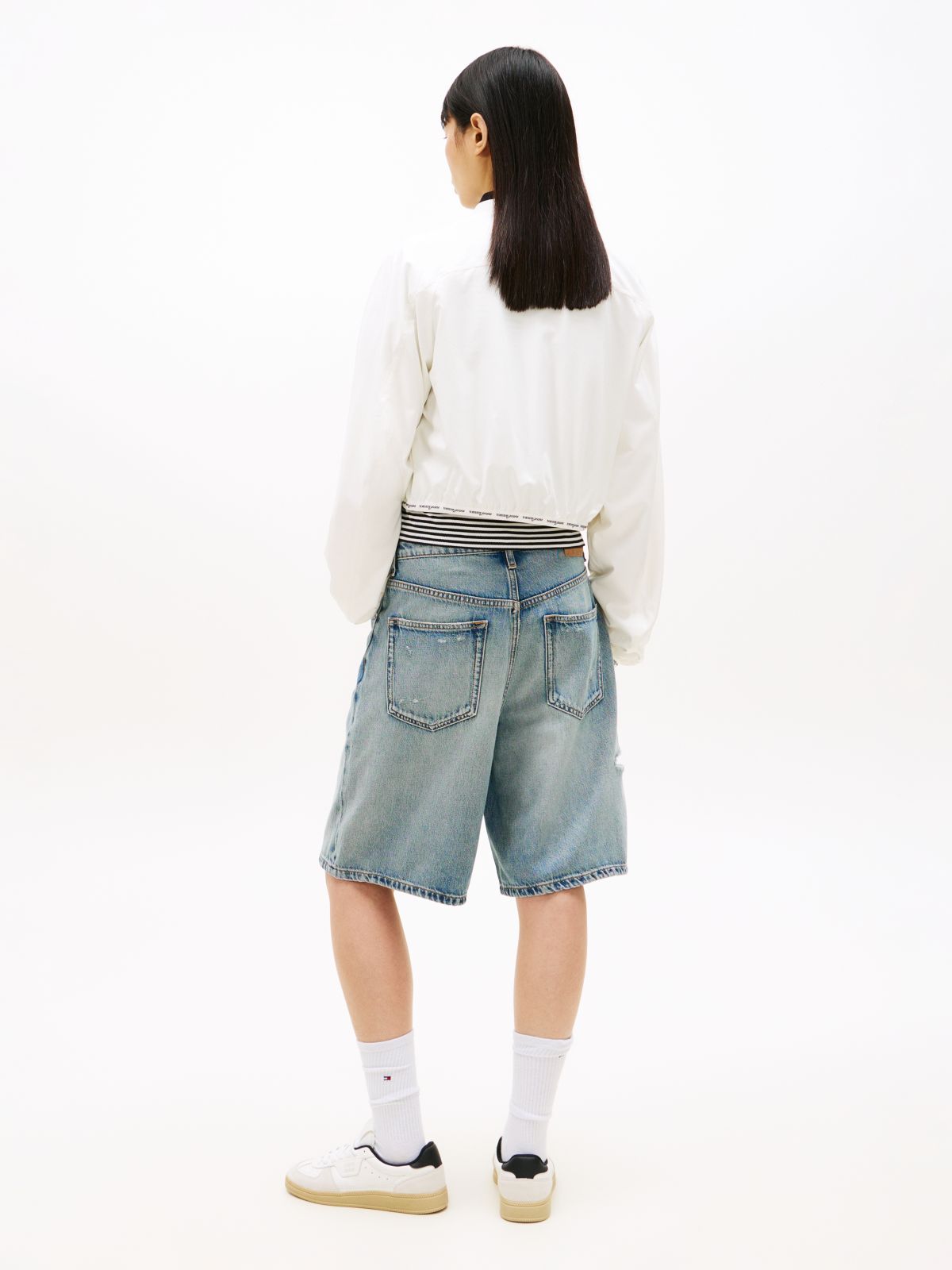 Logo Tape Water Repellent Bomber Jacket — White