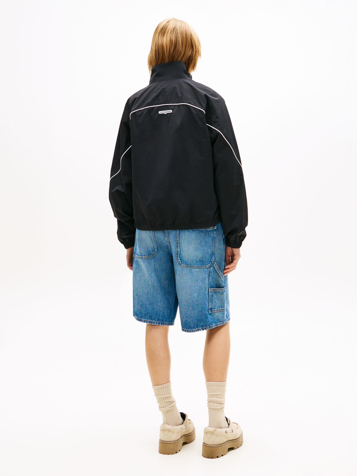 Water Repellent Piping Track Jacket — Black