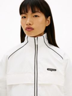 Water Repellent Piping Track Jacket — White 2