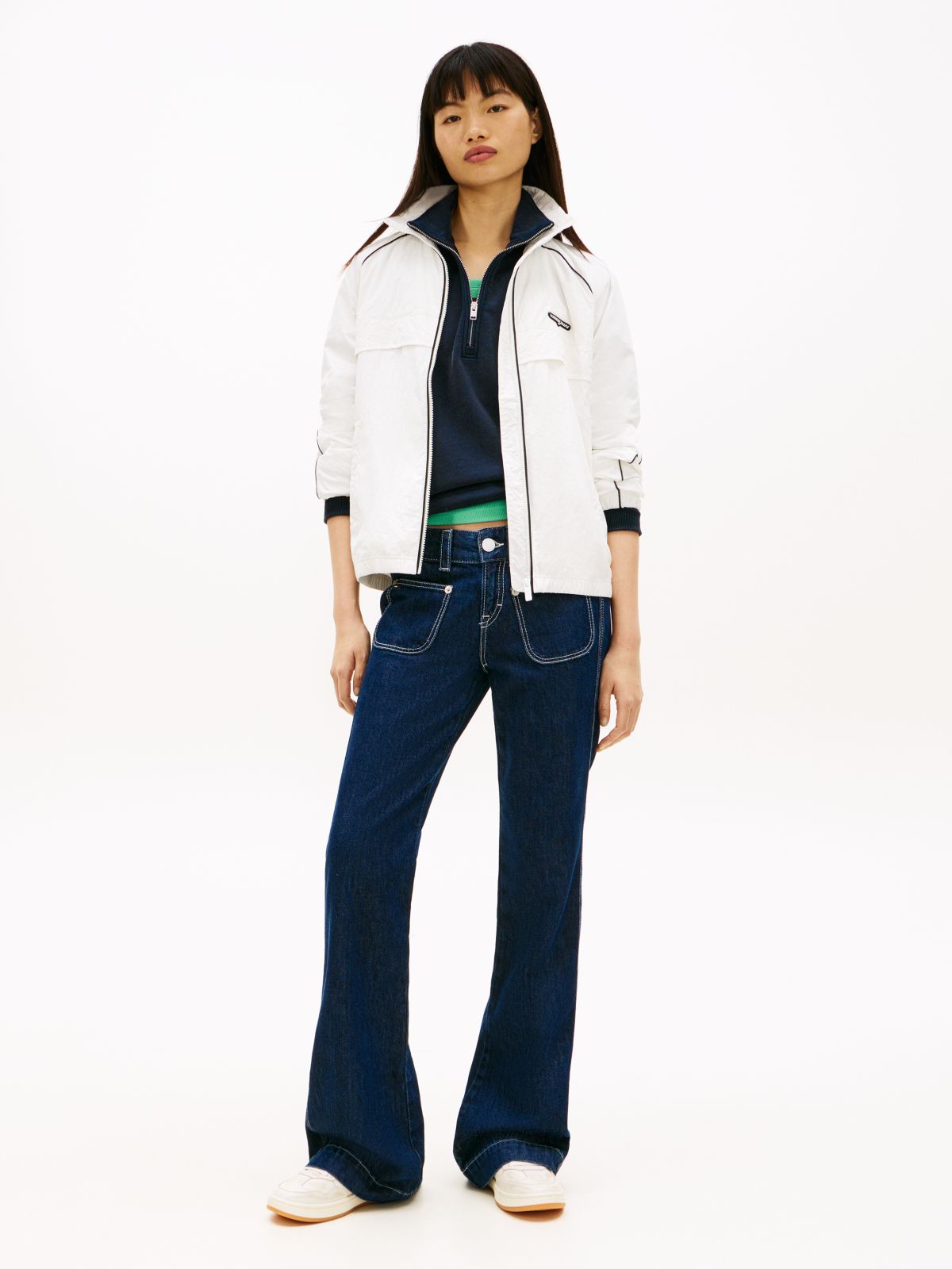 Water Repellent Piping Track Jacket — White