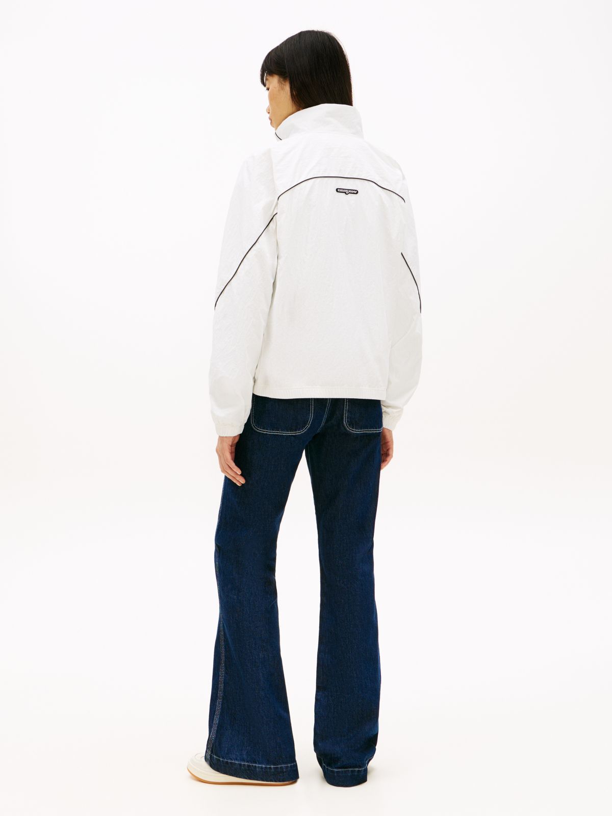 Water Repellent Piping Track Jacket — White