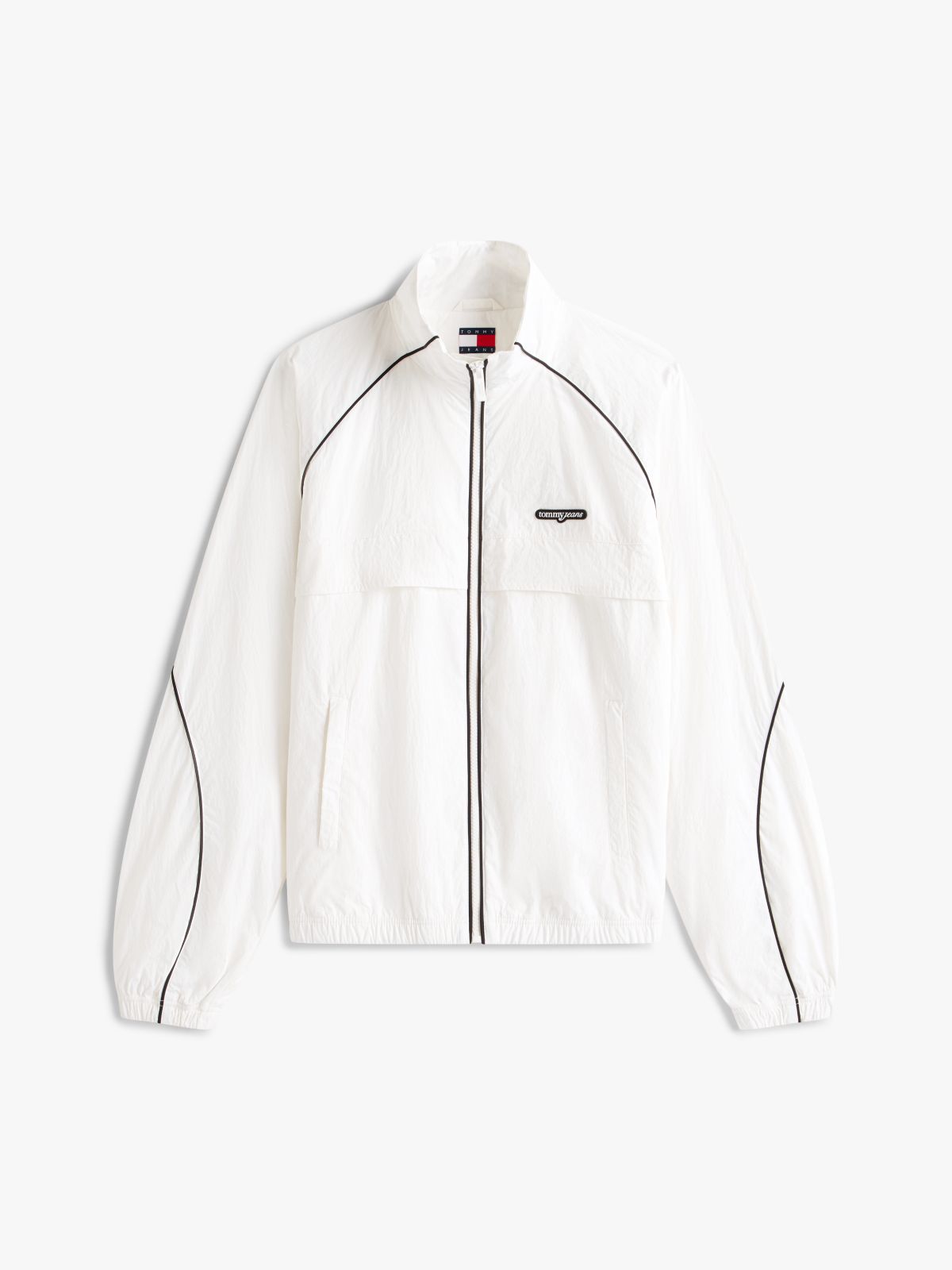 Water Repellent Piping Track Jacket — White