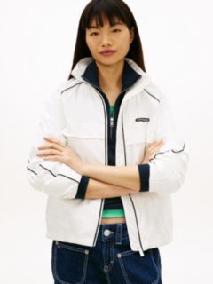 Water Repellent Piping Track Jacket — White 1