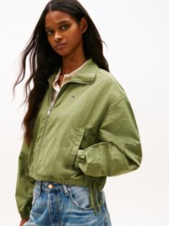 Water Repellent Tie Side Zip-Thru Jacket — Green 2