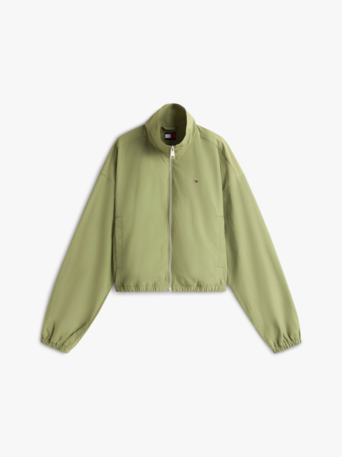 Water Repellent Tie Side Zip-Thru Jacket — Green