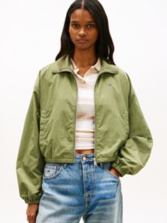 Water Repellent Tie Side Zip-Thru Jacket — Green 1