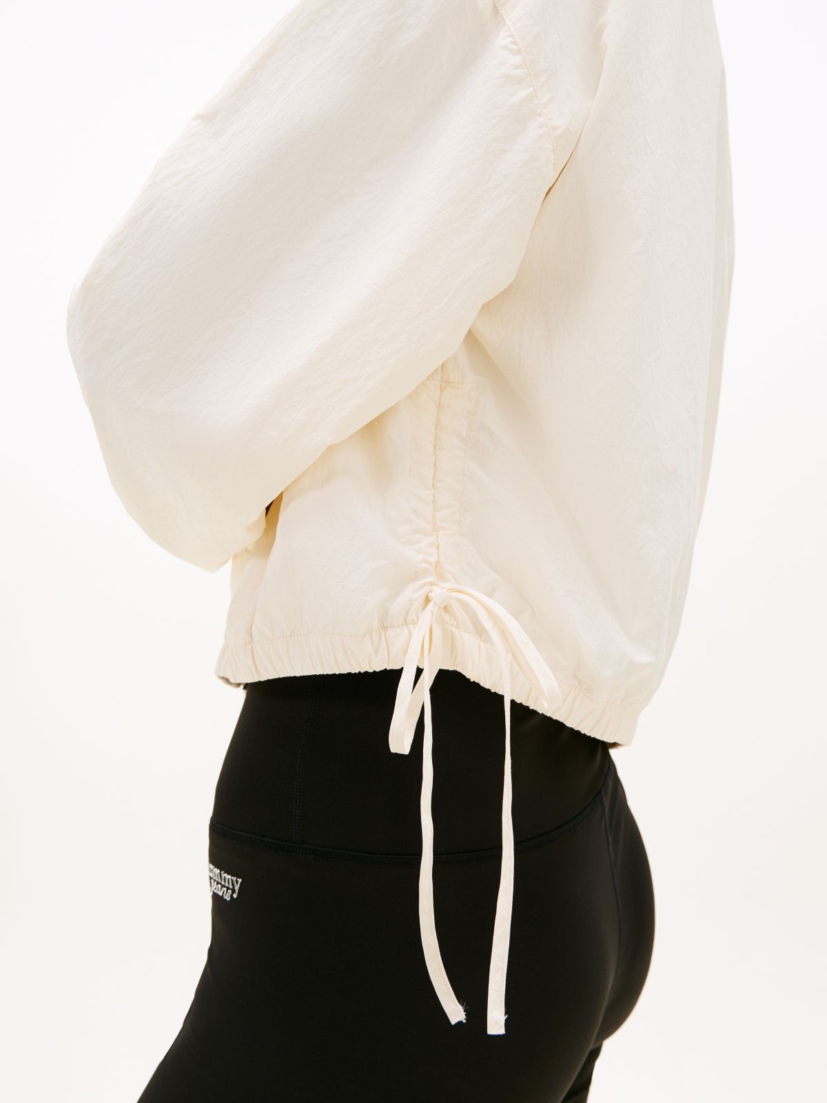 Water Repellent Tie Side Zip-Thru Jacket — White