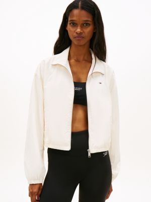 veste zippée déperlante à nouer white pour femmes tommy jeans