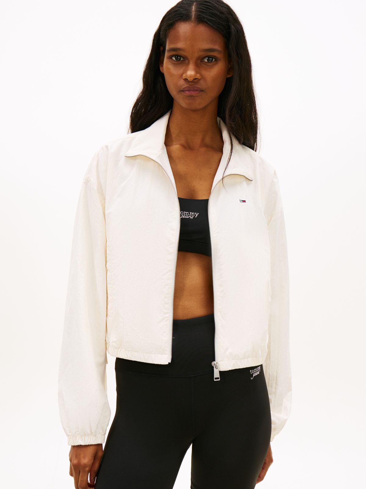 Water Repellent Tie Side Zip-Thru Jacket — White