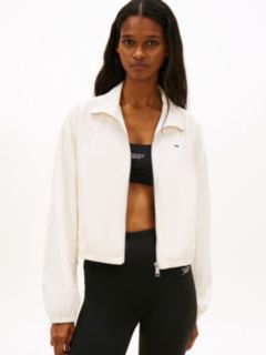 Water Repellent Tie Side Zip-Thru Jacket — White 1