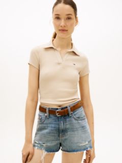 Slim Fit Ribbed Polo Shirt — Beige 1