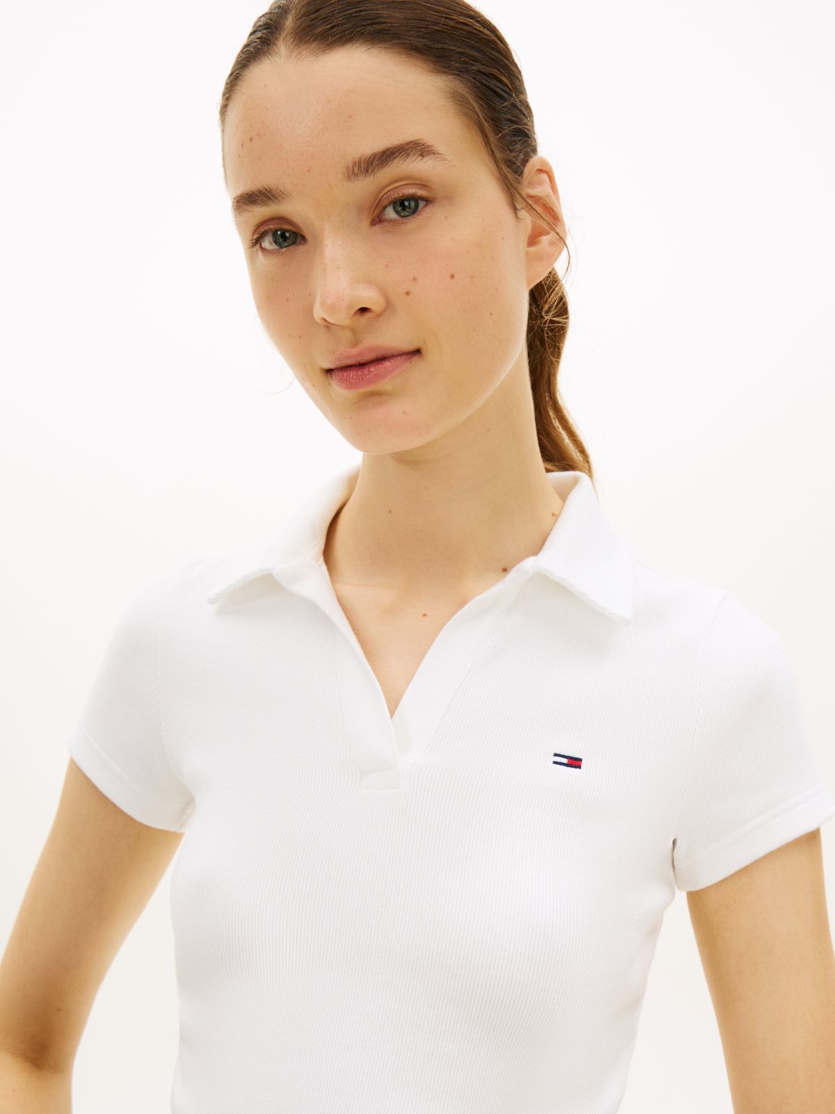 Slim Fit Ribbed Polo Shirt — White