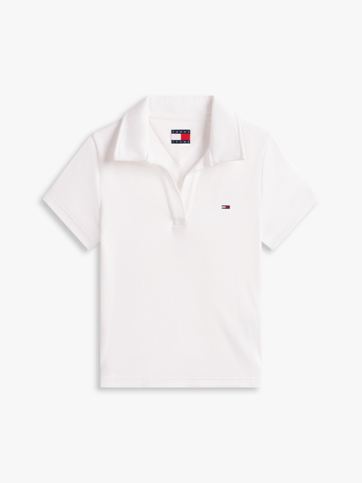 Slim Fit Ribbed Polo Shirt — White