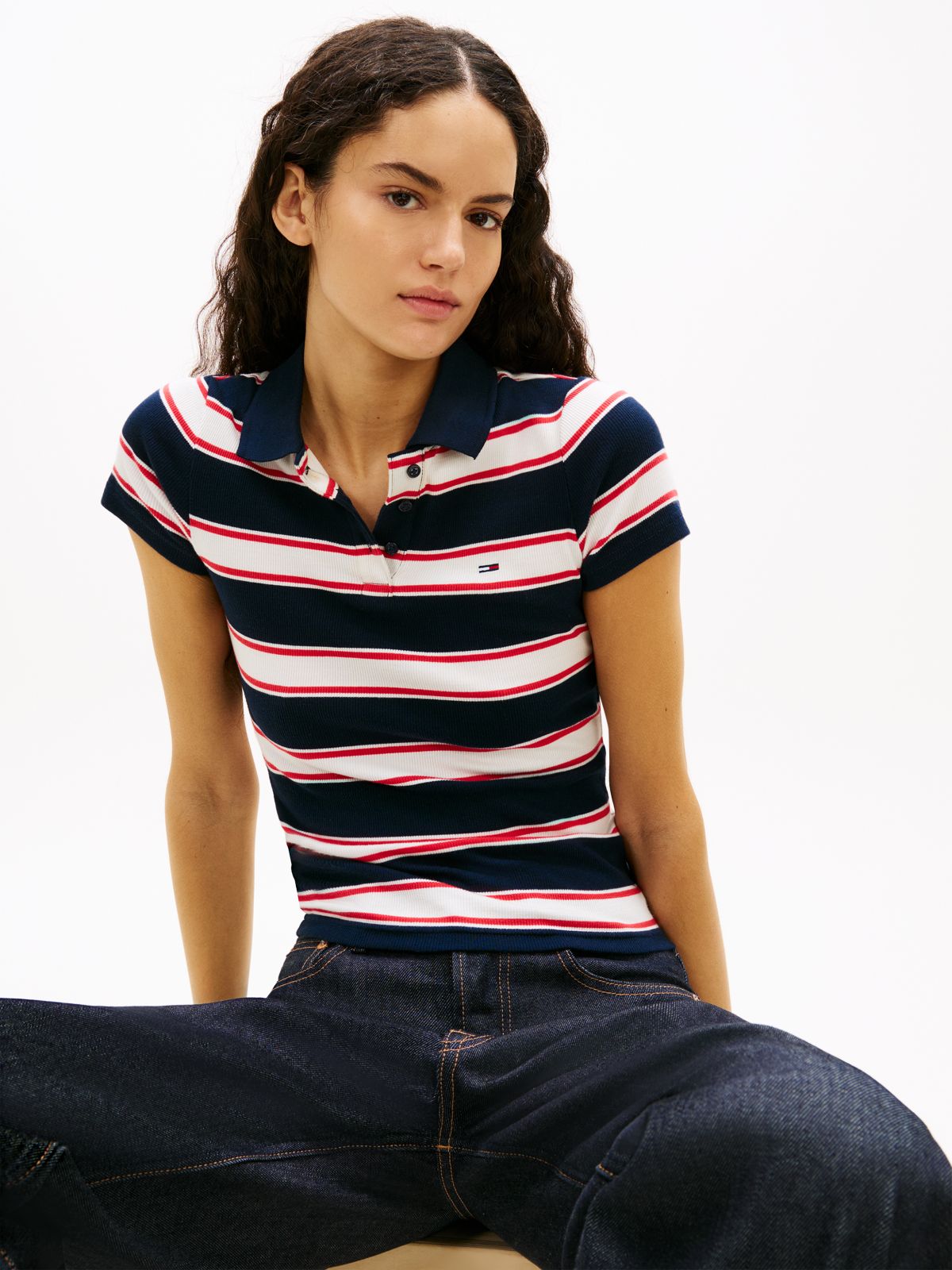 Slim Fit Ribbed Polo Shirt — Blue