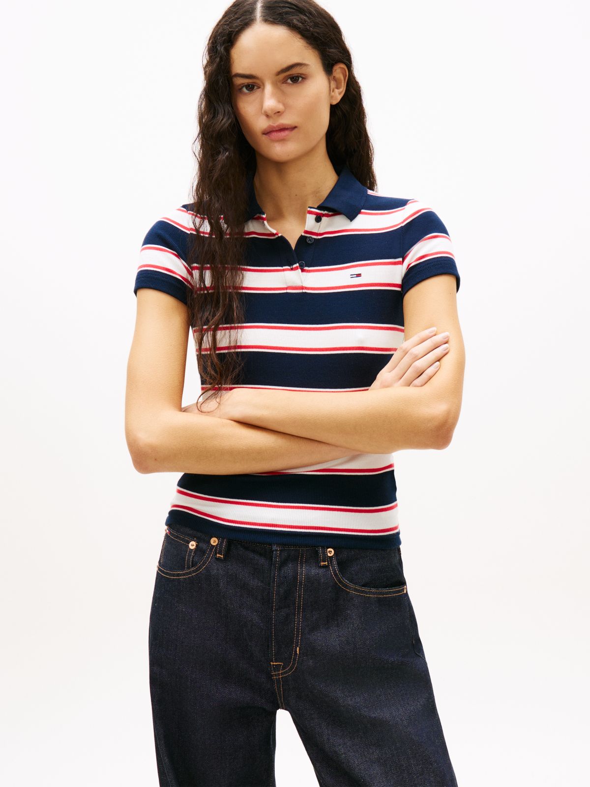 Slim Fit Ribbed Polo Shirt — Blue