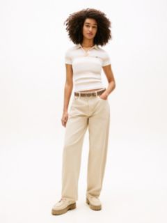 Slim Fit Ribbed Polo Shirt — Beige 3