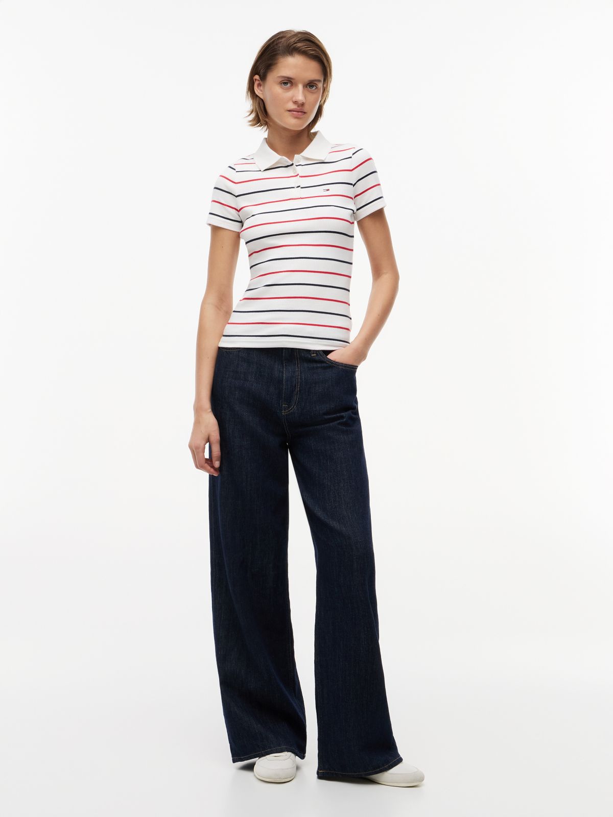 Slim Fit Ribbed Polo Shirt — White