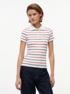 Slim Fit Ribbed Polo Shirt — White 1
