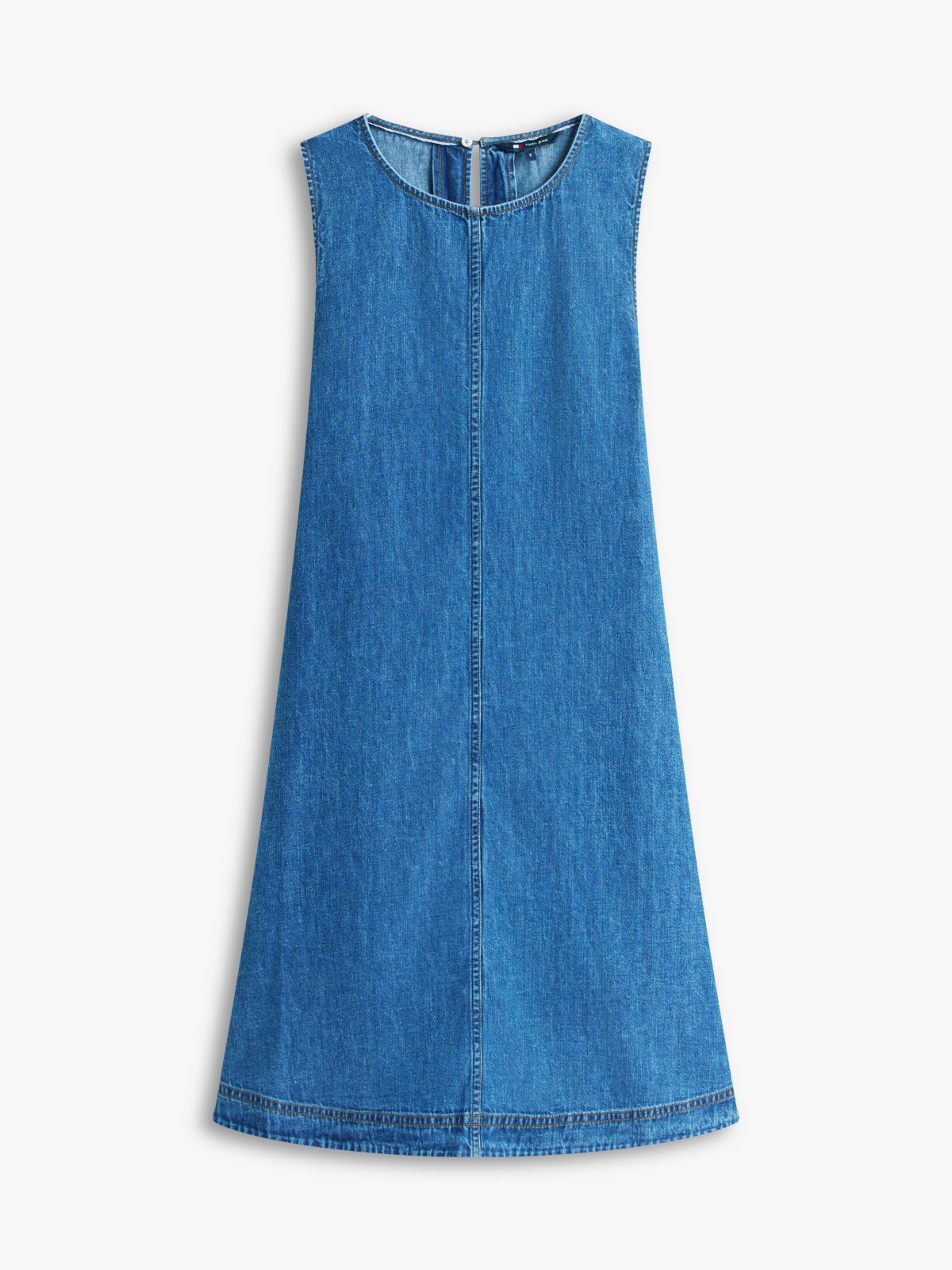 Chambray Sleeveless Mini A-Line Dress — Blue