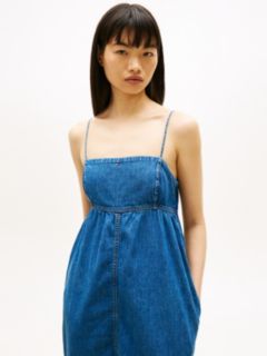Chambray Spaghetti Strap Slim Maxi Dress — Blue 2