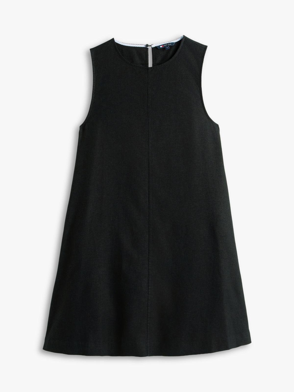 Slim Linen Blend Mini A-Line Dress — Black
