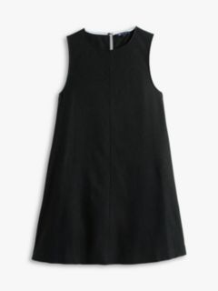 Slim Linen Blend Mini A-Line Dress — Black 5